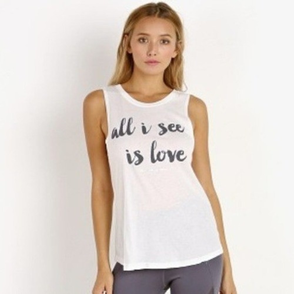 NEW Spiritual Gangster All I See Is Love Muscle Tank White Medium